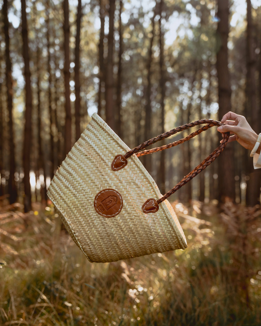 Sac à main osier Tasafah Mawja. Matière naturelle et cuir. Bohème chic