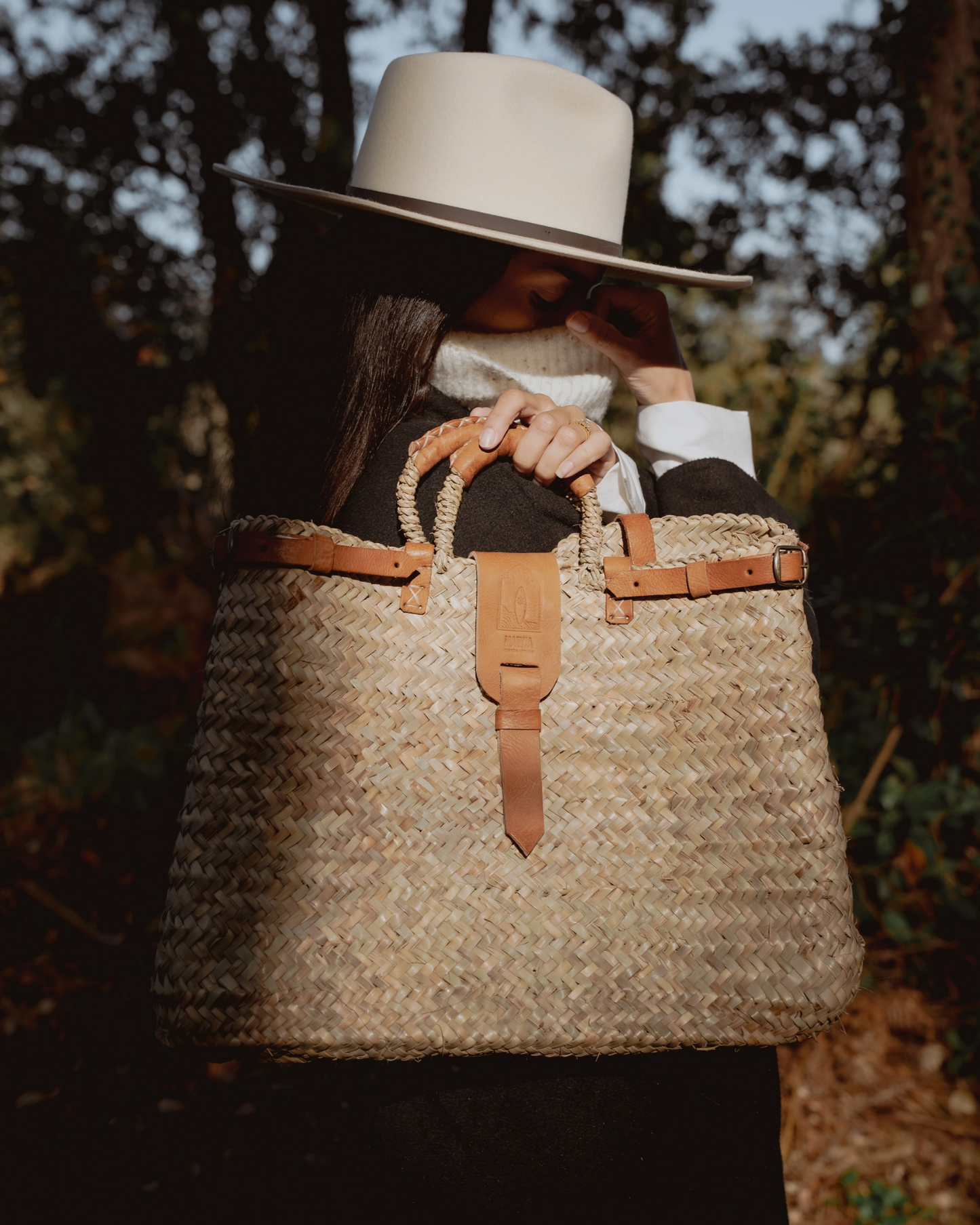 Sac à main osier Mogador Mawja. Matière naturelle et cuir. Bohème chic