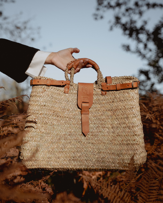Sac à main osier Mogador Mawja. Matière naturelle et cuir. Bohème chic